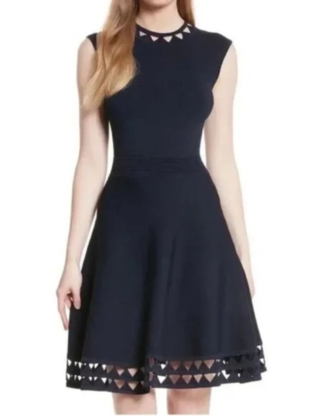Ted Baker Black Sleeveless Midi Dress with Triangle Cutouts